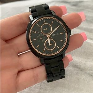 Black stainless steel Fossil watch